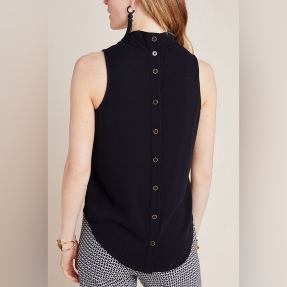 Anthropologie Maeve Raven Surplice Blouse Black Women Size 2 - Picture 3 of 10